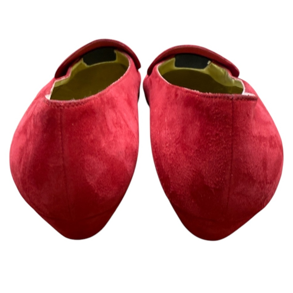 Vintage 1990s Bruno Magli Italian Designer Red Suede Loafer with Bow - Picture 4 of 5